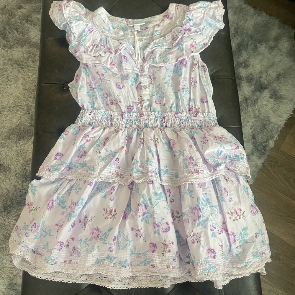 LoveShackFancy X Target NWOT Floral Ruffle Dress - White and Purple
